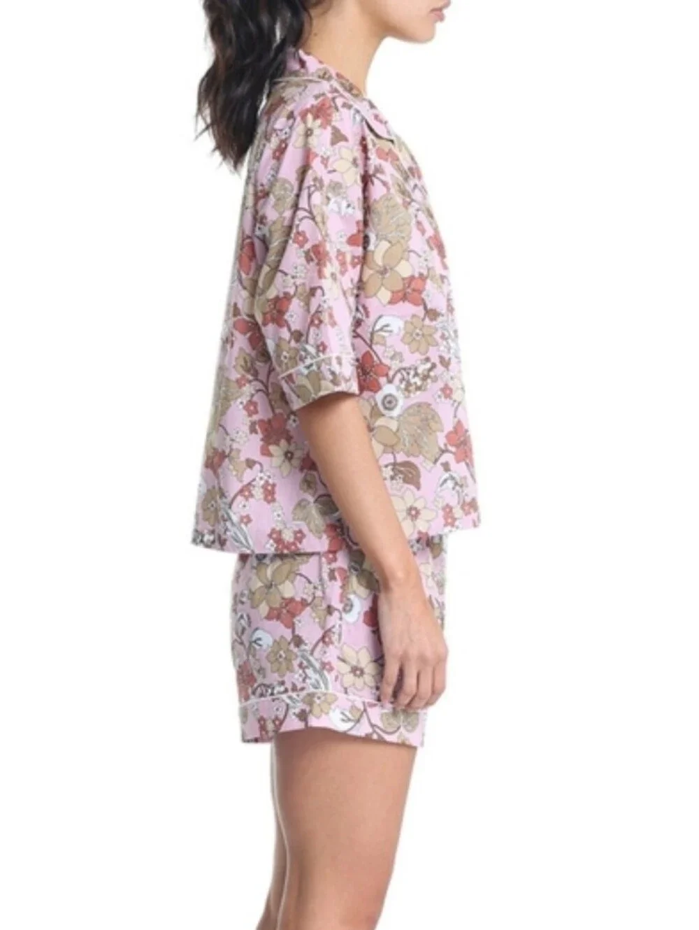 Papinelle x Karen Walker Light Pink Garden Floral Cotton Boxer PJ Set Size S